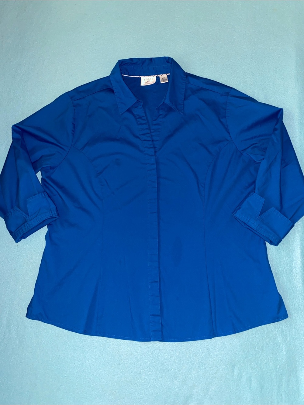 RIDERS BY LEE Button up blouse tailored pleated royal blue NEW size XXL